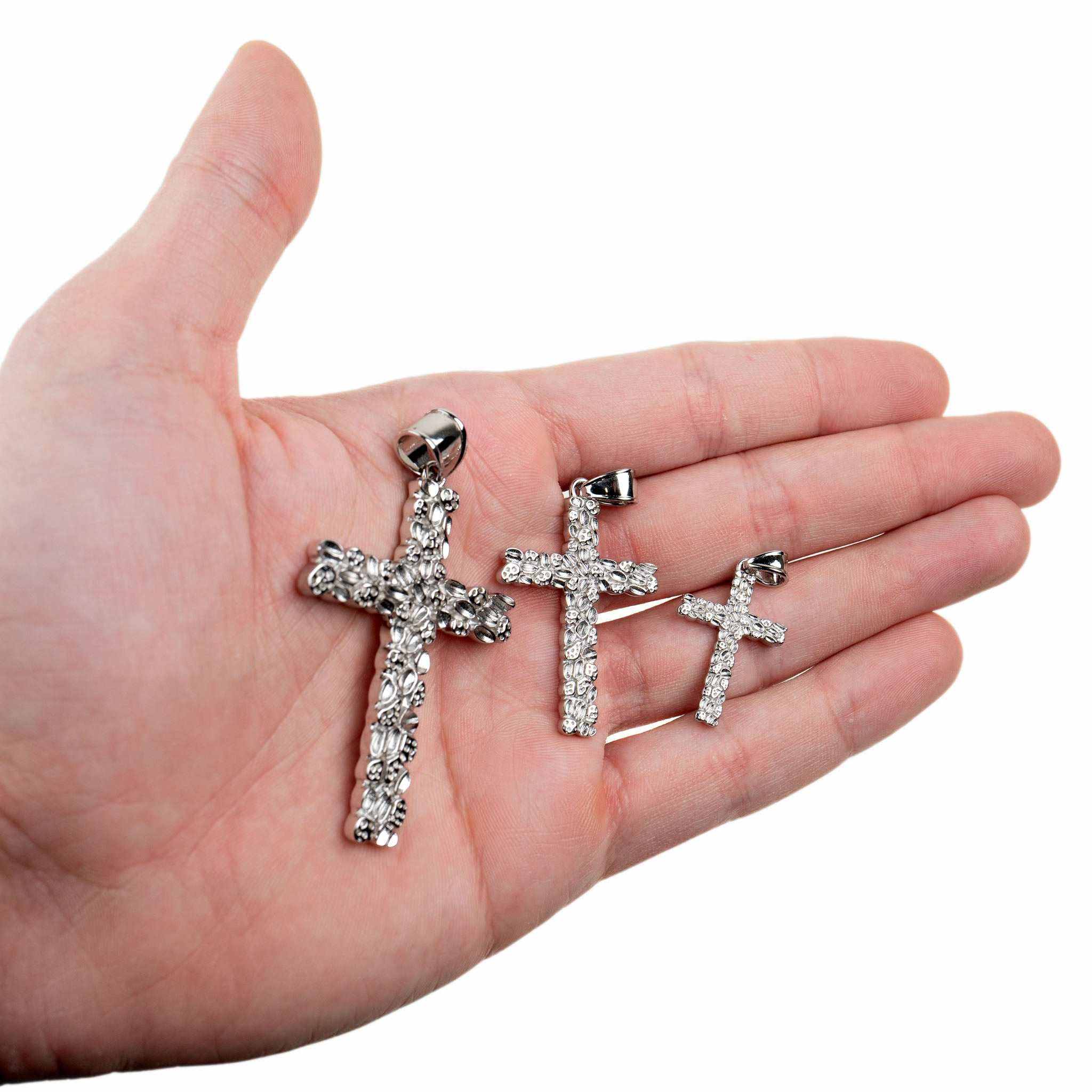 Nugget Cross Pendant Religious 925 Sterling Silver - DestGlow