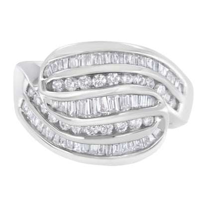 14KT White Gold Diamond Bypass Band Ring (1 cttw, H-I Color, SI1-SI2 Clarity) by Bids.com