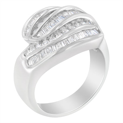 14KT White Gold Diamond Bypass Band Ring (1 cttw, H-I Color, SI1-SI2 Clarity) by Bids.com