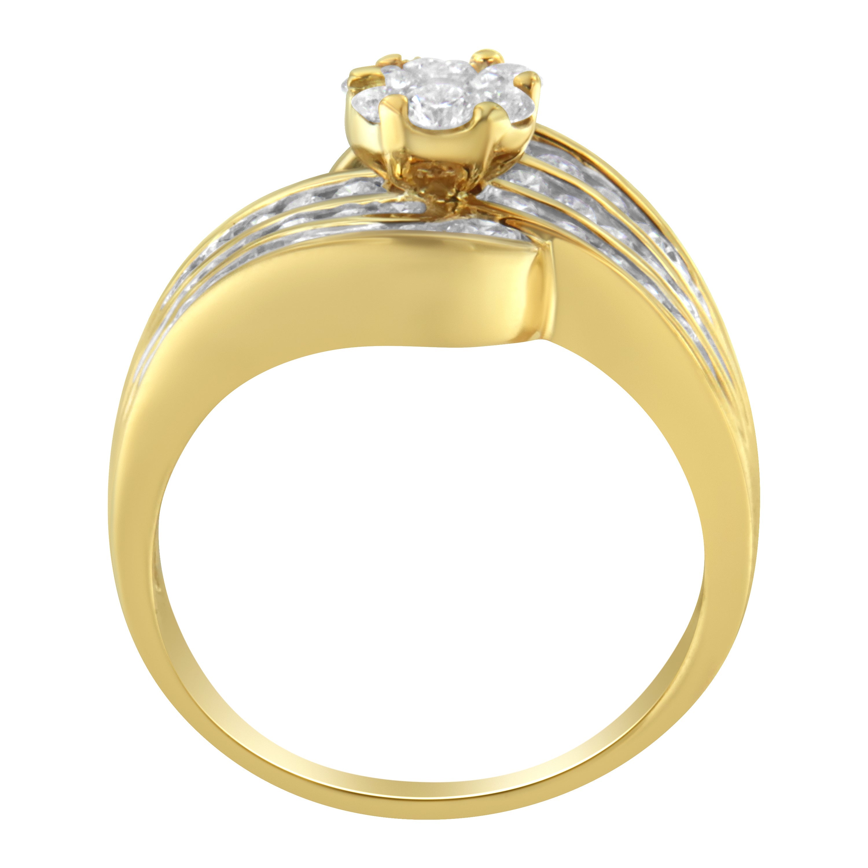 14K Yellow Gold Diamond Cocktail Bypass Ring (1 1/2 Cttw, H-I Color, SI2-I1 Clarity) - Size 7 by Bids.com