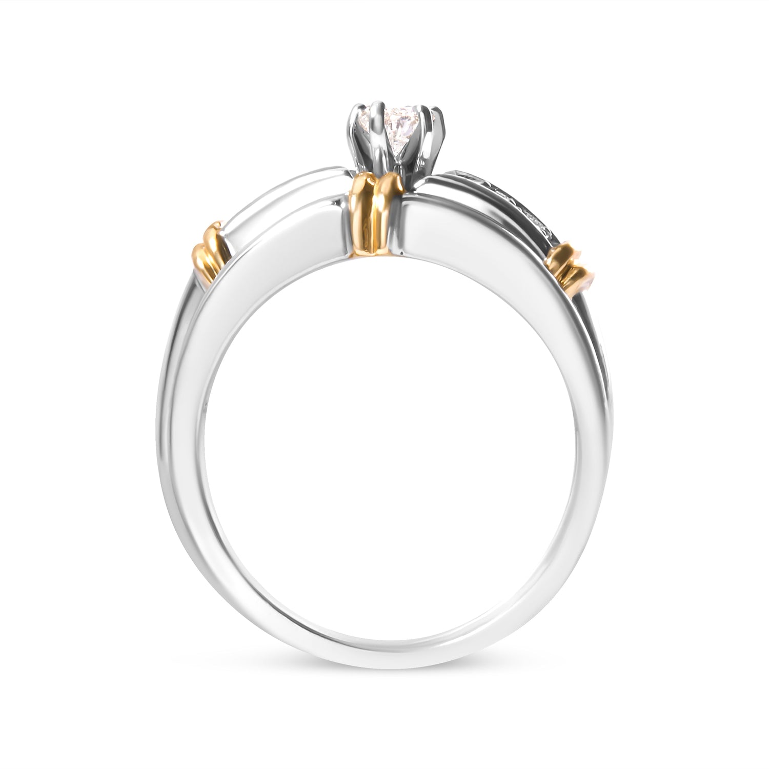 14K Yellow and White Gold 1/3 Cttw Marquise Diamond Cocktail Engagement Ring Set (H-I Color, SI1-SI2 Clarity) - Size 7 by Bids.com