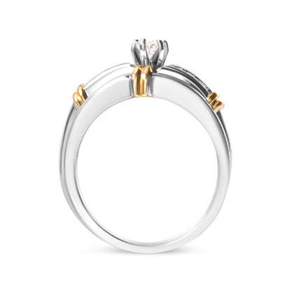 14K Yellow and White Gold 1/3 Cttw Marquise Diamond Cocktail Engagement Ring Set (H-I Color, SI1-SI2 Clarity) - Size 7 by Bids.com