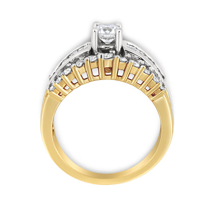 14K Yellow and White Gold 1 1/2 Cttw Round and Princess-Cut Diamond Band Ring (H-I Color, SI2-I Clarity)  DestGlow