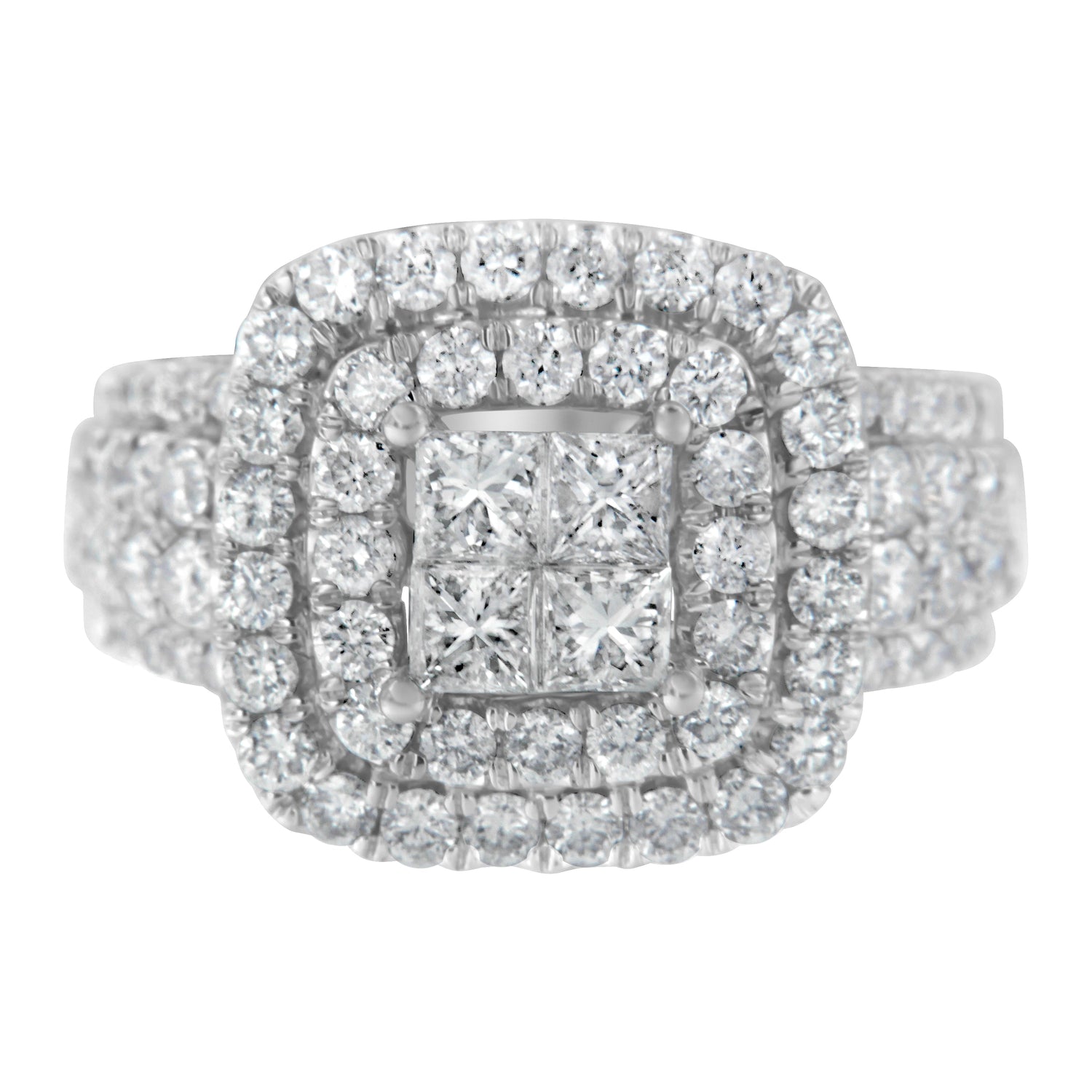 14KT White Gold Round and Princess Diamond Ring (2 1/4 cttw, H-I Color, SI1-SI2 Clarity) by Bids.com