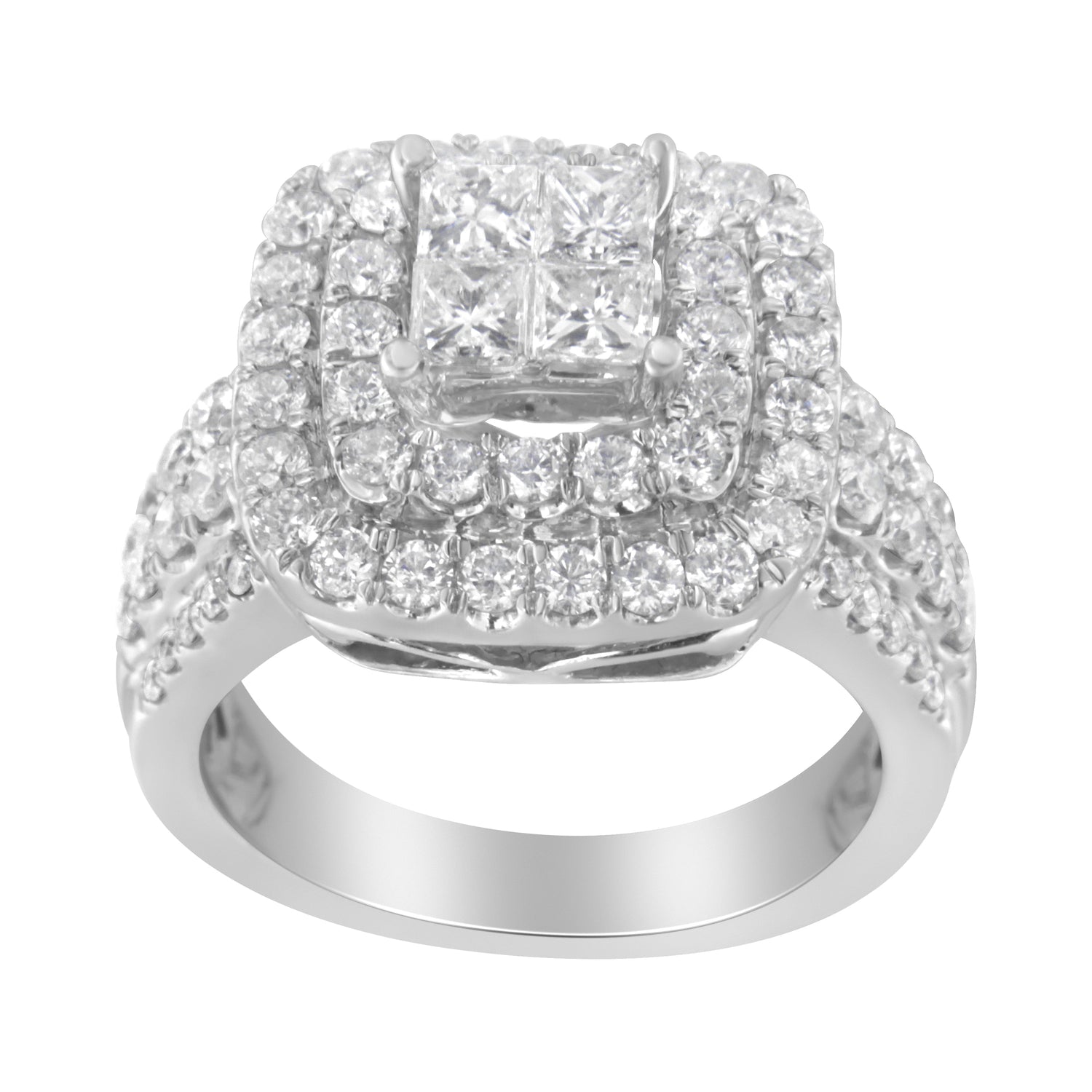 14KT White Gold Round and Princess Diamond Ring (2 1/4 cttw, H-I Color, SI1-SI2 Clarity) by Bids.com