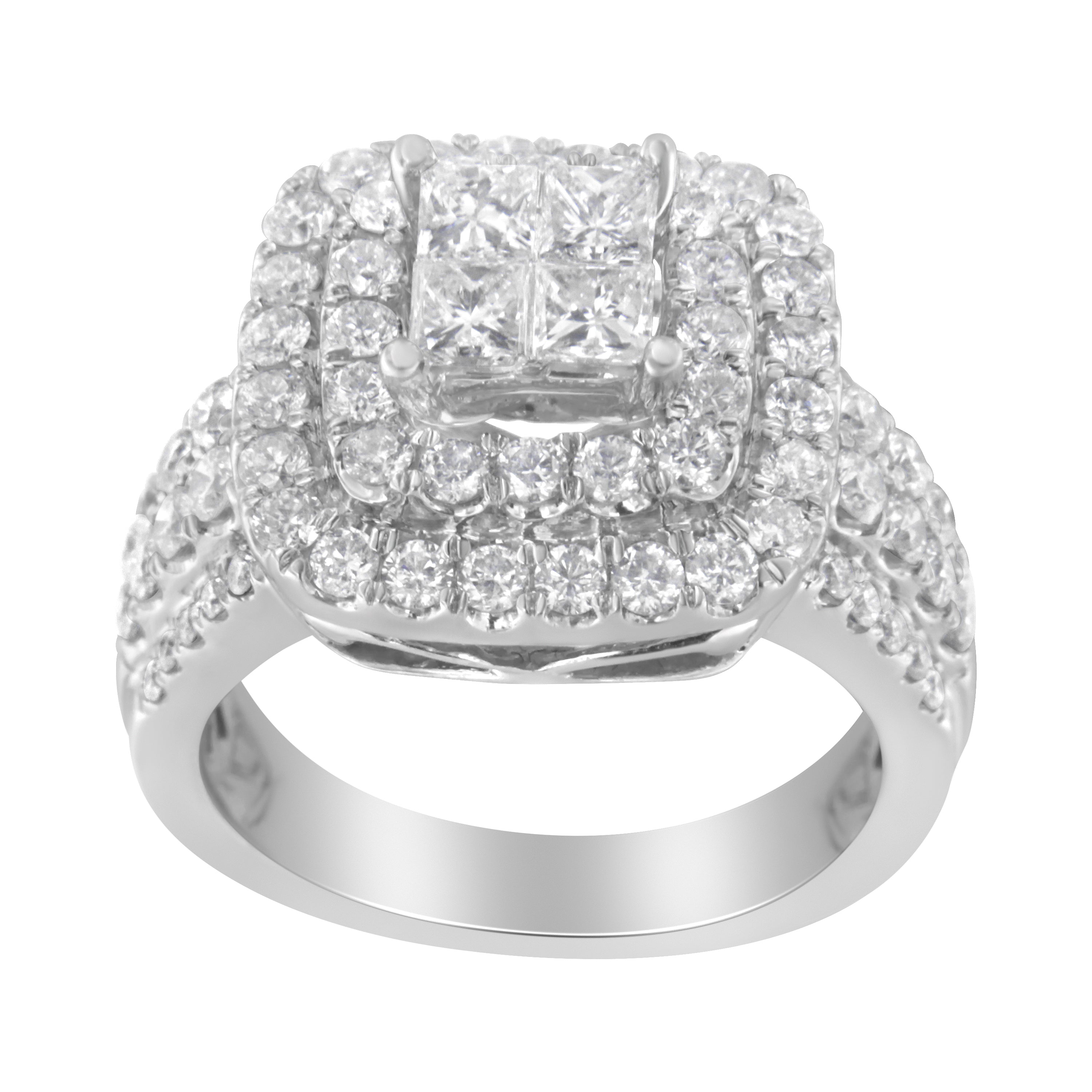 14KT White Gold Round and Princess Diamond Ring (2 1/4 cttw, H-I Color, SI1-SI2 Clarity) by Bids.com