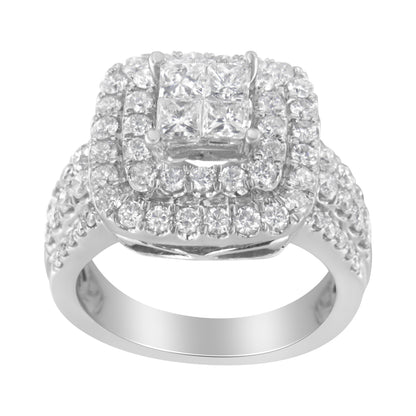 14KT White Gold Round and Princess Diamond Ring (2 1/4 cttw, H-I Color, SI1-SI2 Clarity) by Bids.com