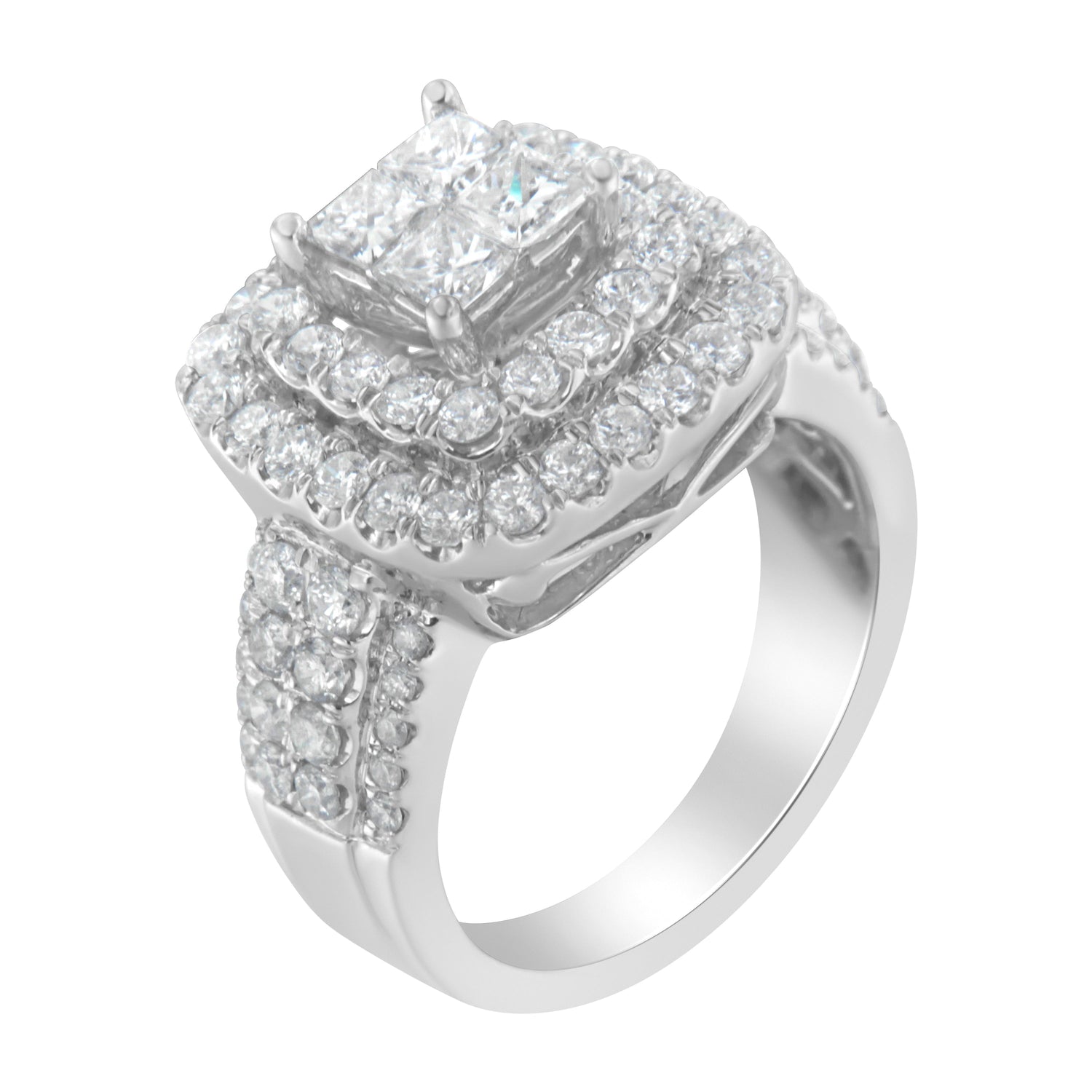 14KT White Gold Round and Princess Diamond Ring (2 1/4 cttw, H-I Color, SI1-SI2 Clarity) by Bids.com