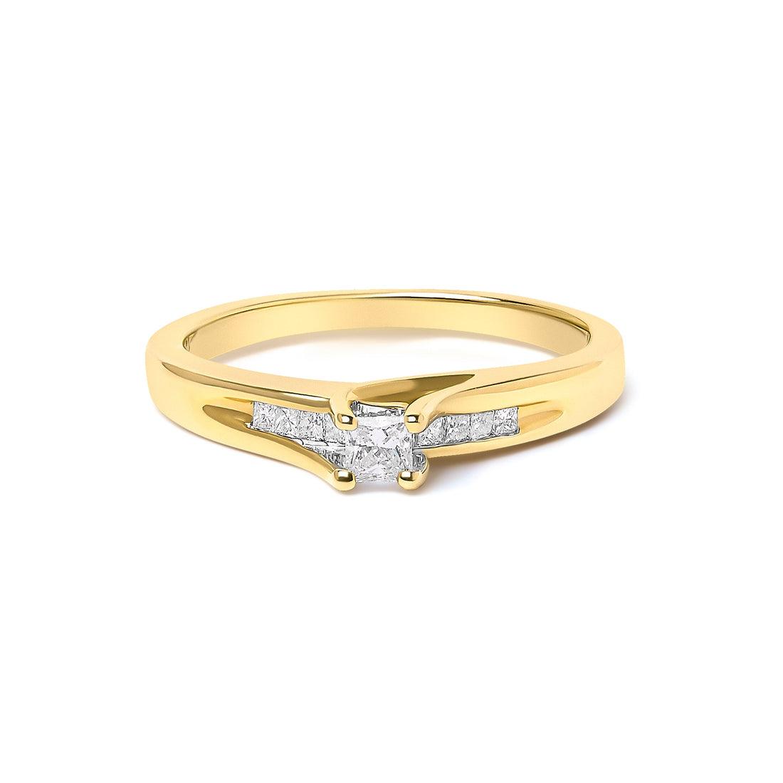 14K Yellow Gold 1/4 Cttw Princess Cut Diamond Engagement Ring by Bids.com