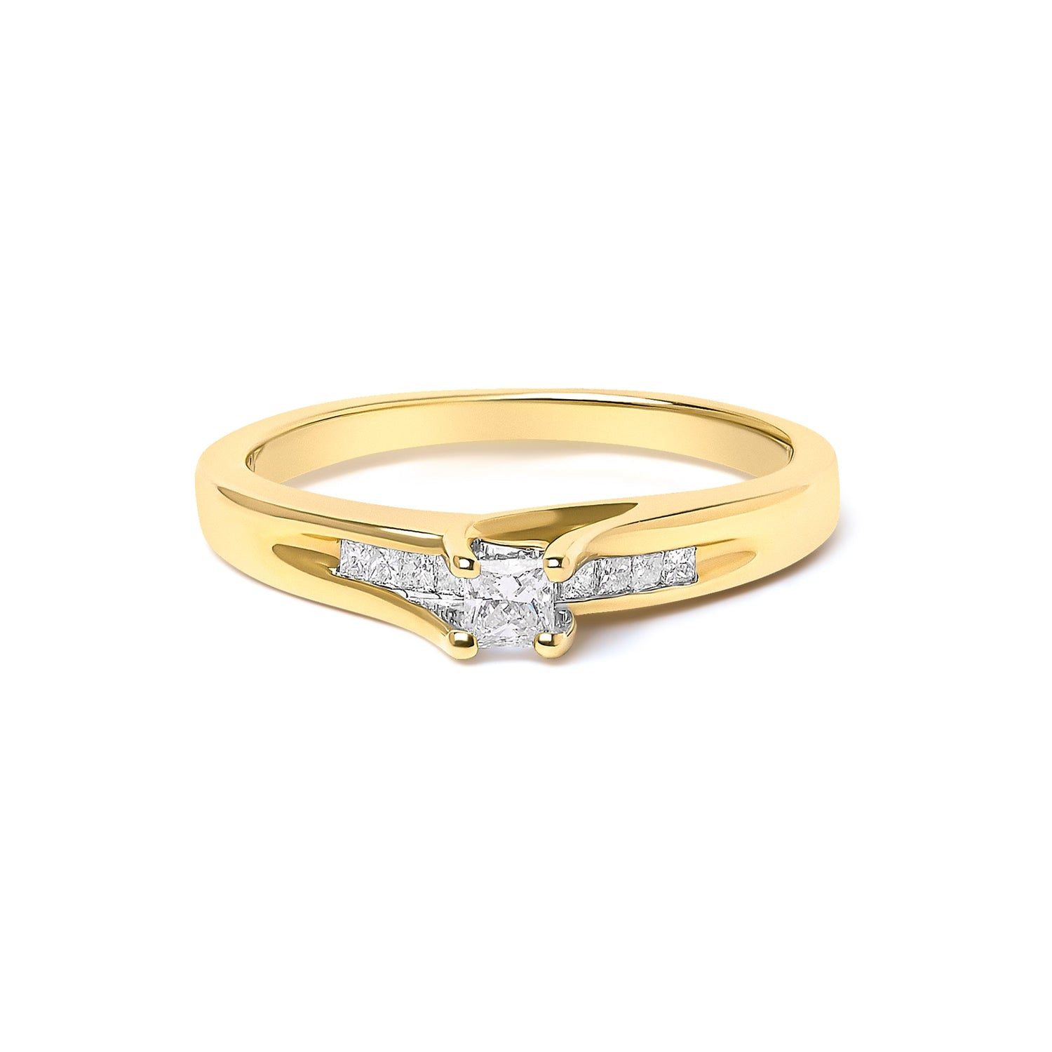 14K Yellow Gold 1/4 Cttw Princess Cut Diamond Engagement Ring by Bids.com