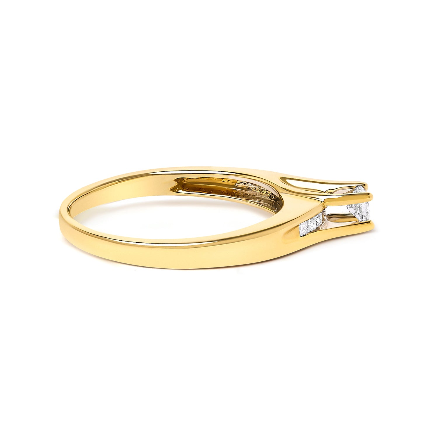 14K Yellow Gold 1/4 Cttw Princess Cut Diamond Engagement Ring by Bids.com