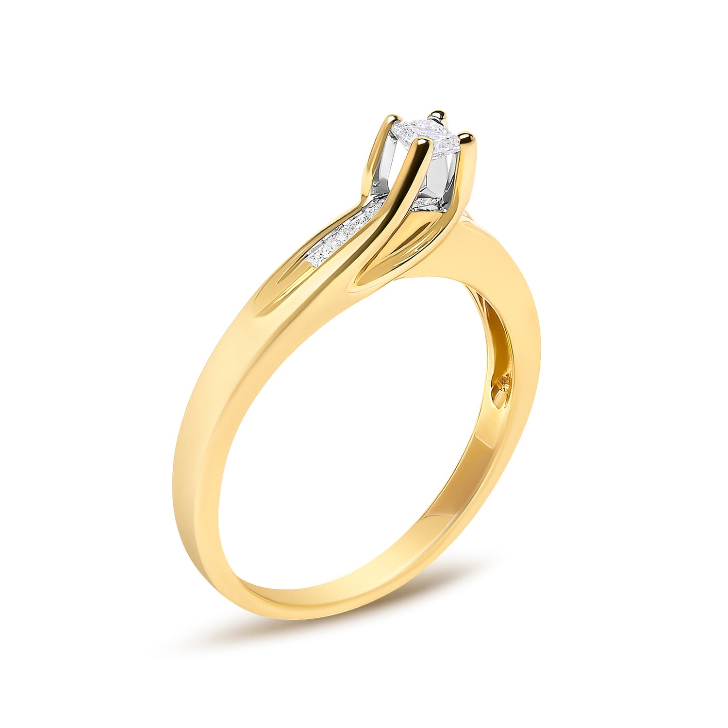 14K Yellow Gold 1/4 Cttw Princess Cut Diamond Engagement Ring by Bids.com