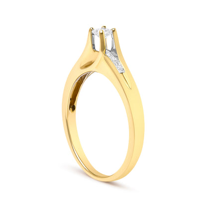 14K Yellow Gold 1/4 Cttw Princess Cut Diamond Engagement Ring by Bids.com
