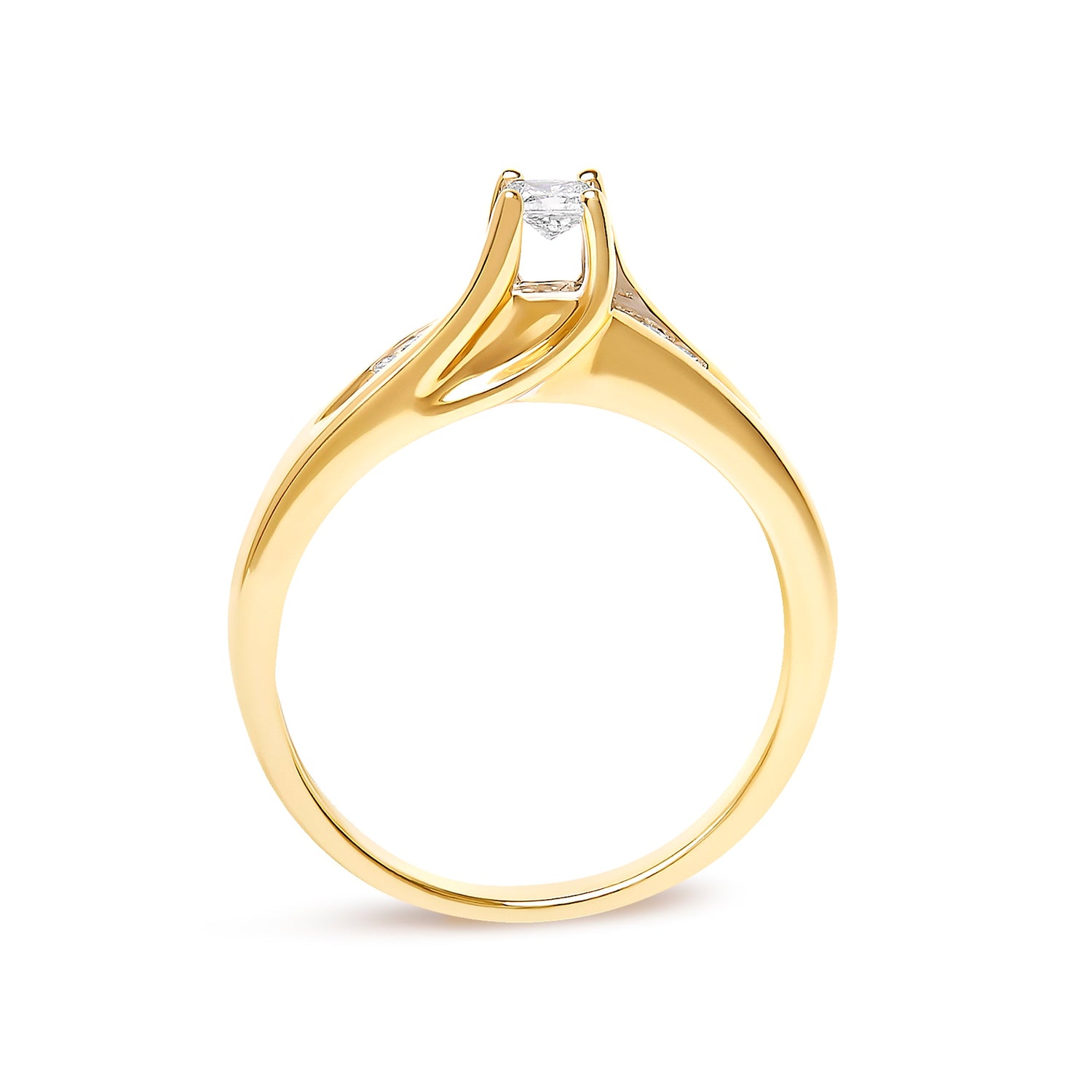 14K Yellow Gold 1/4 Cttw Princess Cut Diamond Engagement Ring by Bids.com