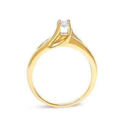 14K Yellow Gold 1/4 Cttw Princess Cut Diamond Engagement Ring by Bids.com