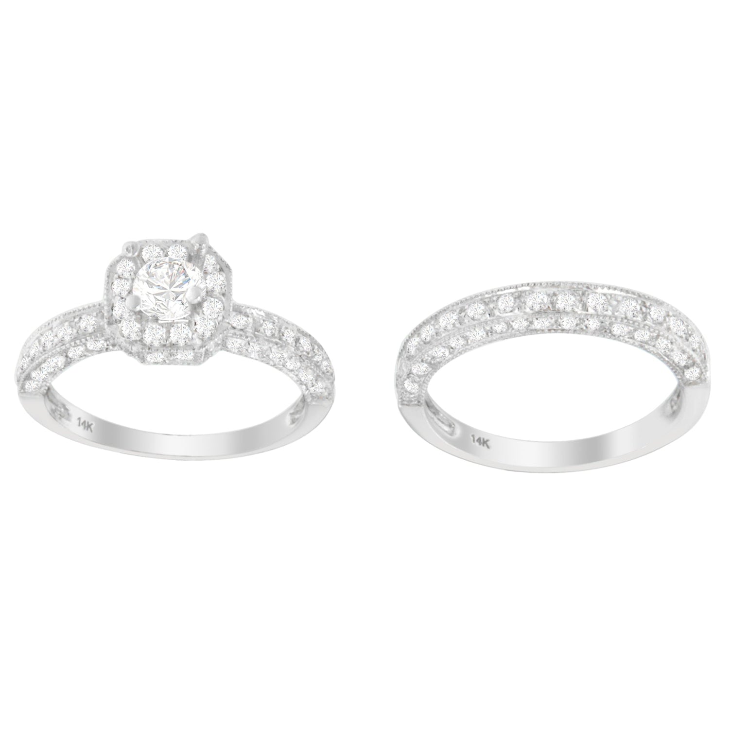 14K White Gold 1 ct. TDW Round Cut Diamond Ring (G-H, I1-I2) by Bids.com