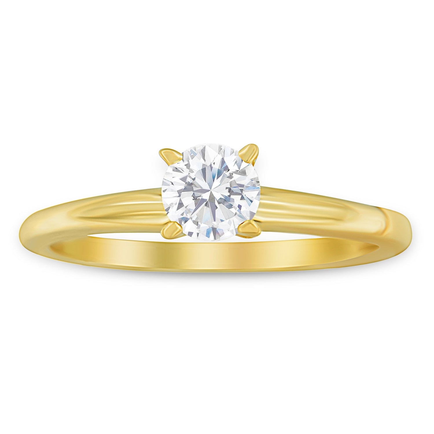 GIA Certified 14K Yellow Gold 1/2 Cttw Diamond Solitaire Engagement Ring (H Color, SI1 Clarity) - Size 6 by Bids.com