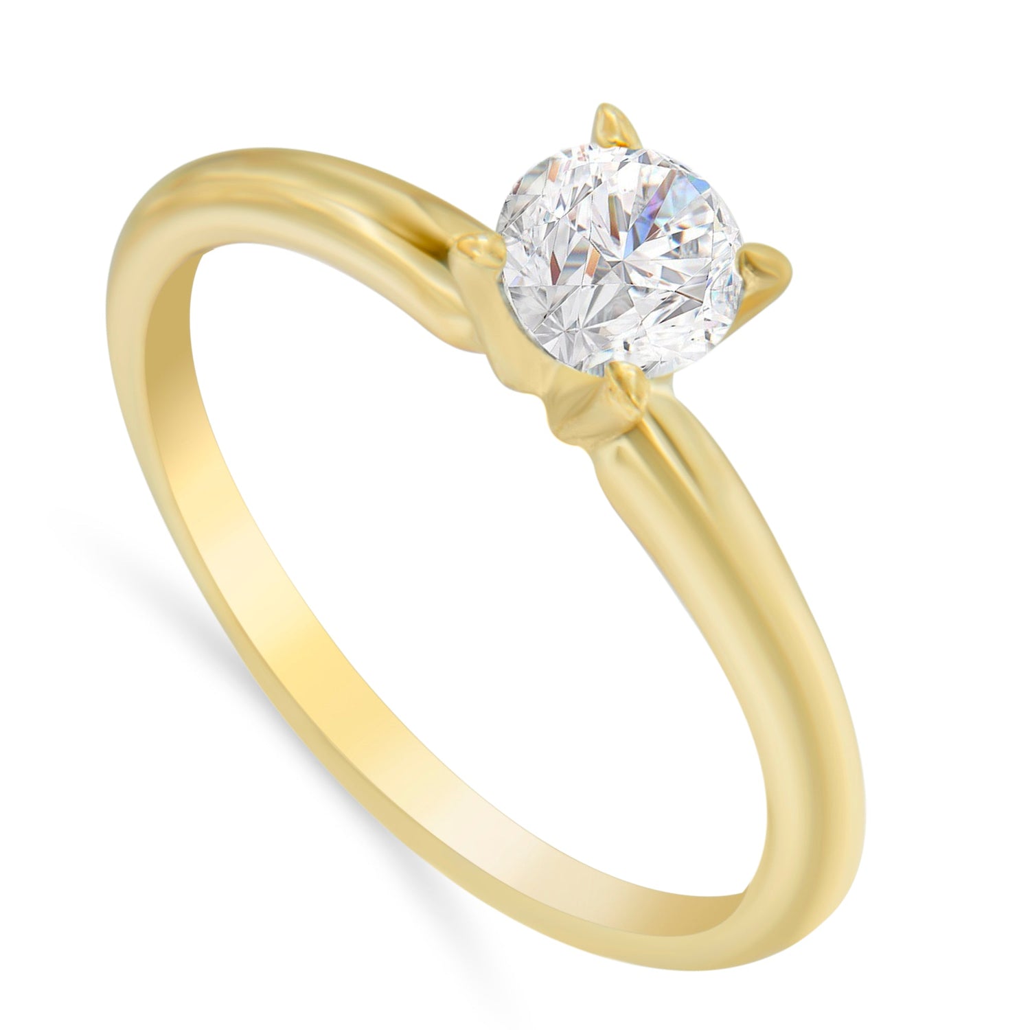 GIA Certified 14K Yellow Gold 1/2 Cttw Diamond Solitaire Engagement Ring (H Color, SI1 Clarity) - Size 6 by Bids.com
