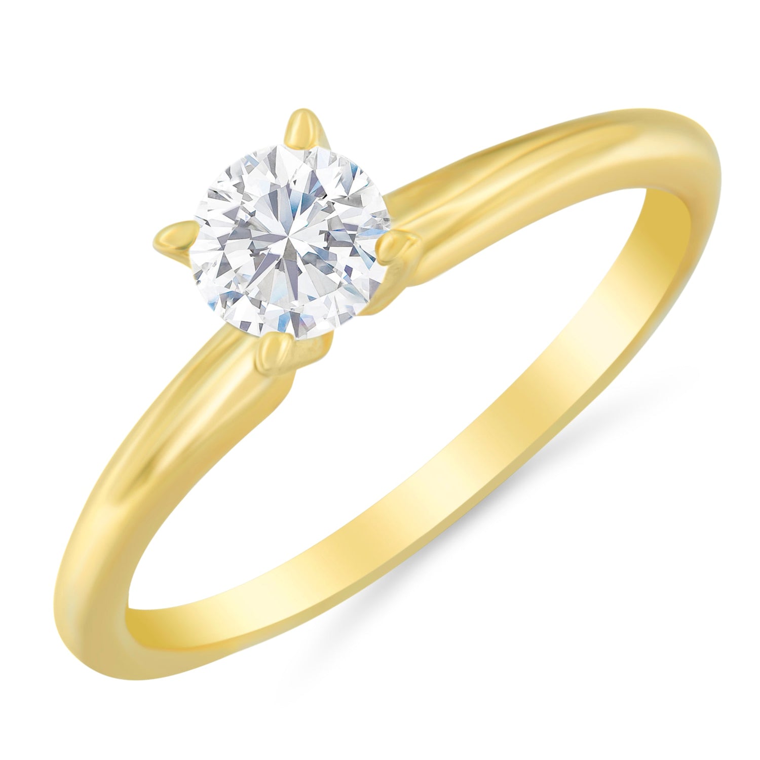 GIA Certified 14K Yellow Gold 1/2 Cttw Diamond Solitaire Engagement Ring (H Color, SI1 Clarity) - Size 6 by Bids.com