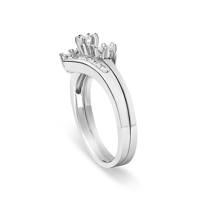 14K White Gold 3/8 Cttw Diamond Swirl Engagement Bridal Ring Set  DestGlow