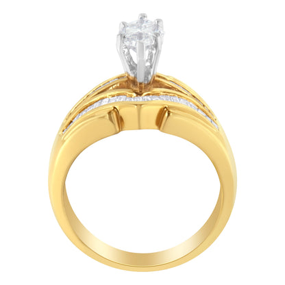 14KT Two-Toned Gold Diamond Cocktail Ring (1 cttw, H-I Color, SI1-SI2 Clarity) by Bids.com