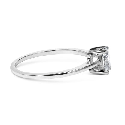 14K White Gold 1/2 Cttw Oval Lab Grown Diamond 4 Prong Solitaire Engagement Ring (F-G Color, VS2-SI1 Clarity) - Size 7 by Bids.com