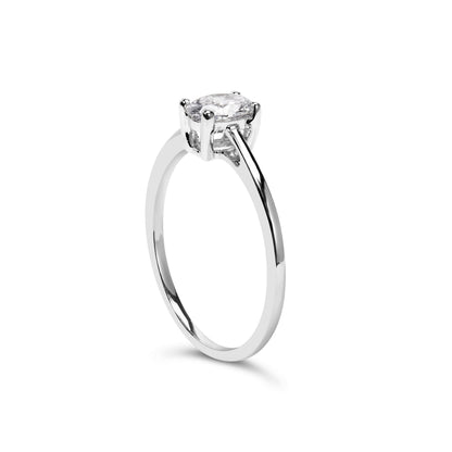 14K White Gold 1/2 Cttw Oval Lab Grown Diamond 4 Prong Solitaire Engagement Ring (F-G Color, VS2-SI1 Clarity) - Size 7 by Bids.com