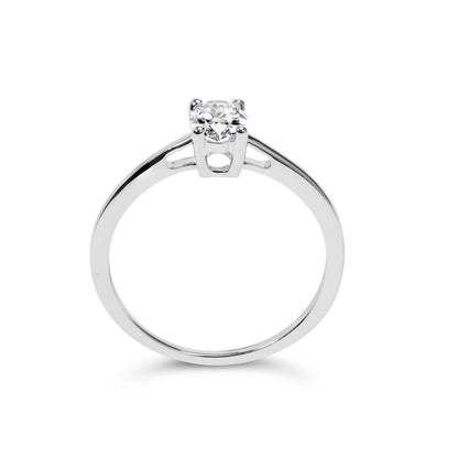 14K White Gold 1/2 Cttw Oval Lab Grown Diamond 4 Prong Solitaire Engagement Ring (F-G Color, VS2-SI1 Clarity) - Size 7 by Bids.com