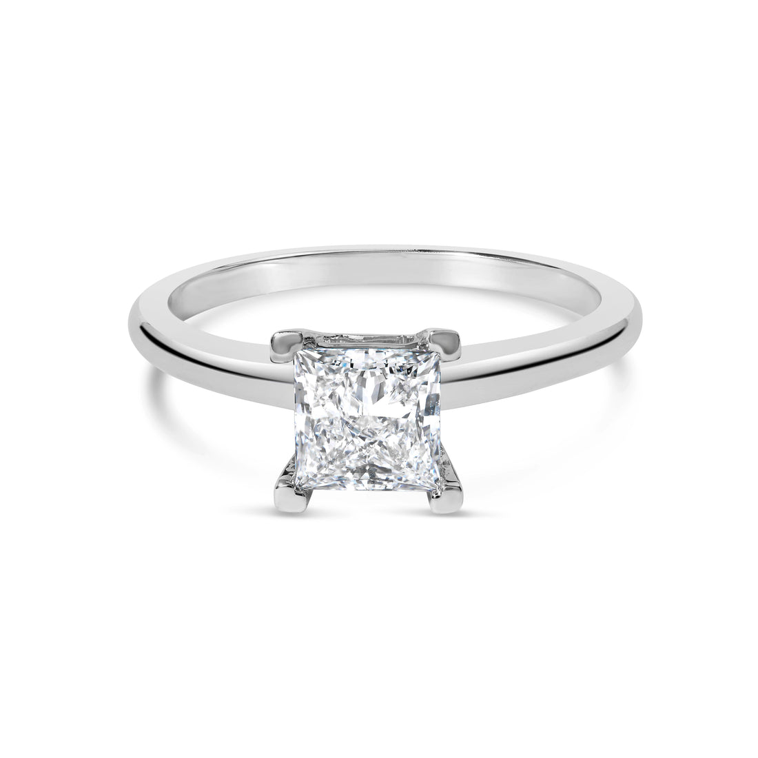 14K White Gold 1.0 Cttw Princess Lab-Grown Diamond Solitaire Engagement Ring (F-G Color, VS1-VS2 Clarity) - Ring Size 7 by Bids.com