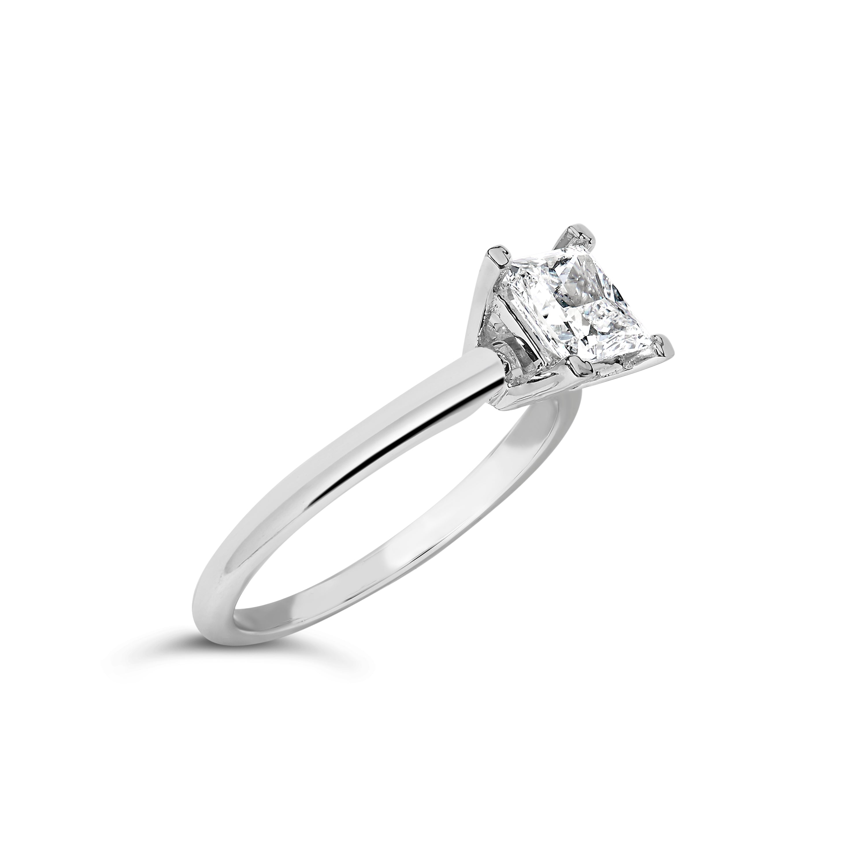 14K White Gold 1.0 Cttw Princess Lab-Grown Diamond Solitaire Engagement Ring (F-G Color, VS1-VS2 Clarity) - Ring Size 7 by Bids.com