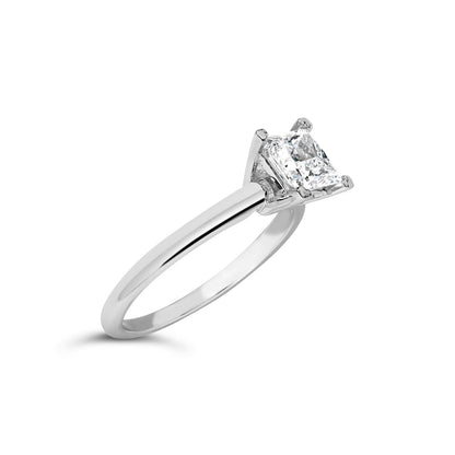 14K White Gold 1.0 Cttw Princess Lab-Grown Diamond Solitaire Engagement Ring (F-G Color, VS1-VS2 Clarity) - Ring Size 7 by Bids.com