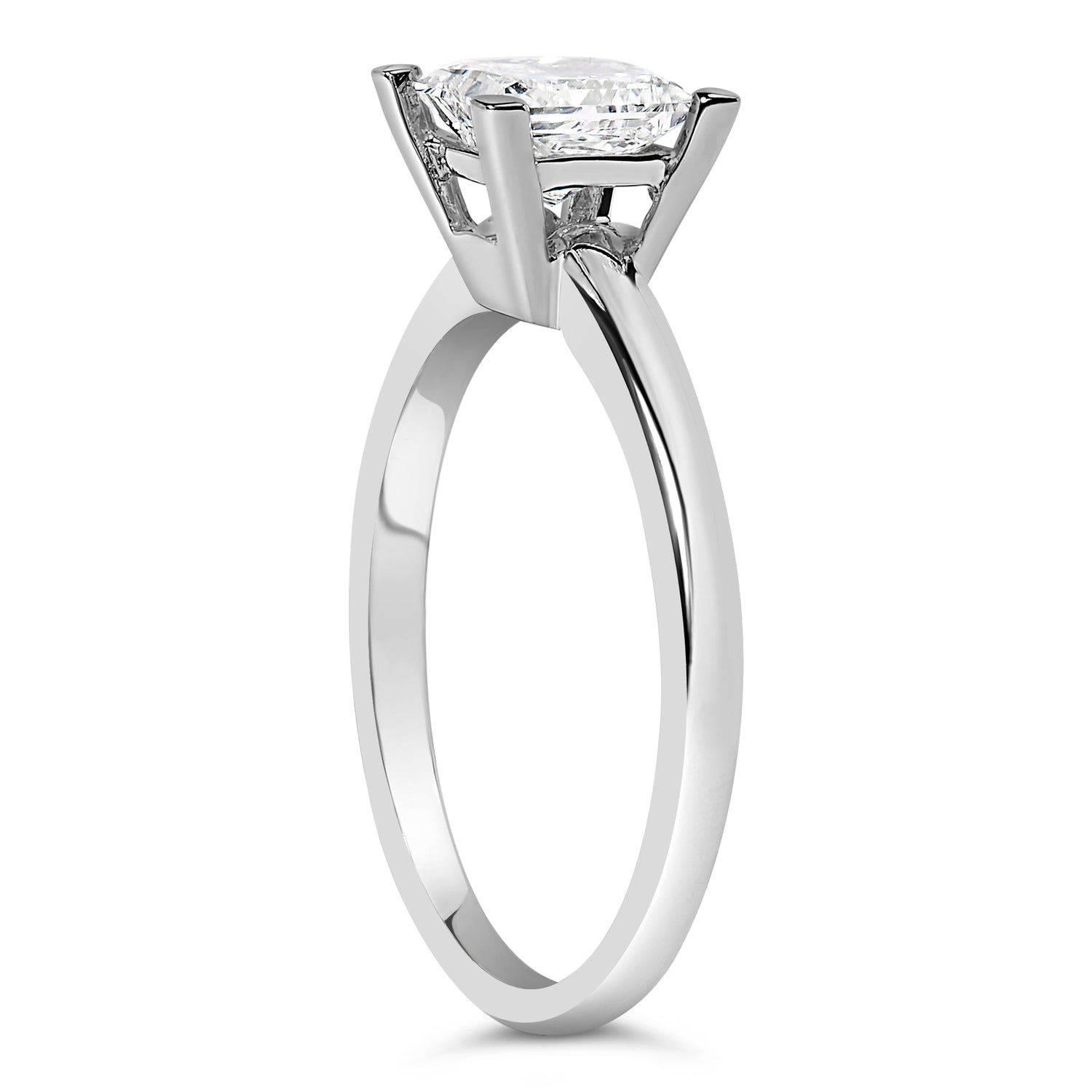 14K White Gold 1.0 Cttw Princess Lab-Grown Diamond Solitaire Engagement Ring (F-G Color, VS1-VS2 Clarity) - Ring Size 7 by Bids.com