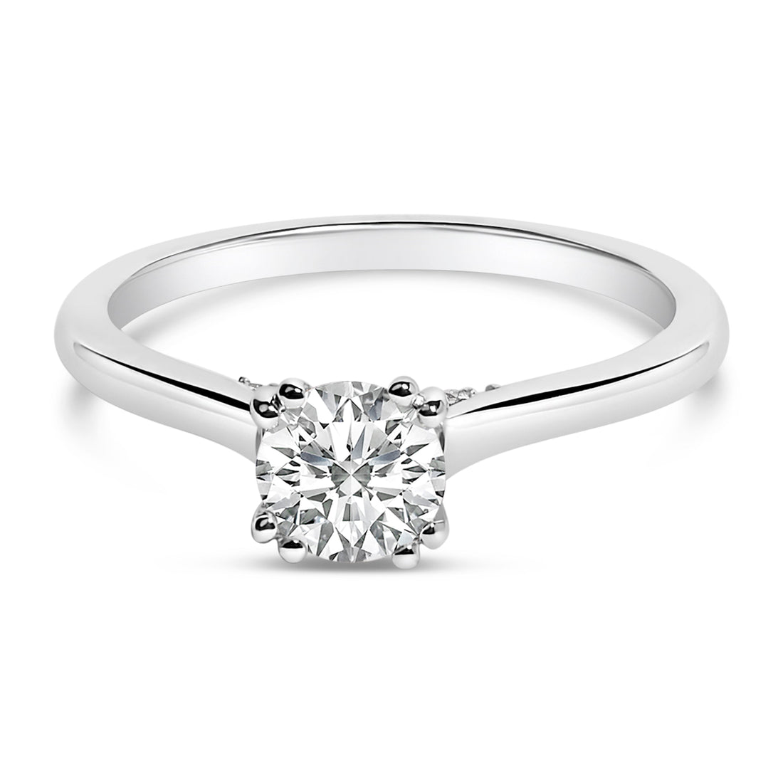 14K White Gold 7/8 Cttw Lab Grown Diamond Solitaire Cathedral Style Engagement Ring (F-G Color, VS1-VS2 Clarity) - Size 5 by Bids.com