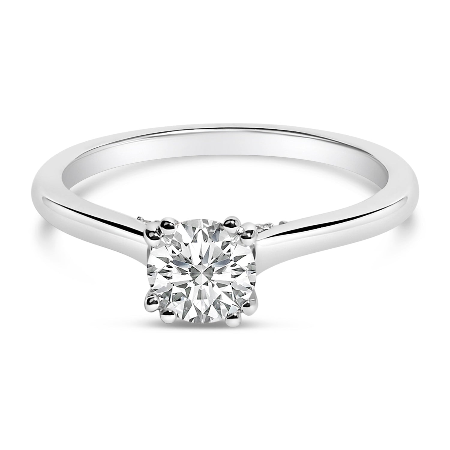 14K White Gold 7/8 Cttw Lab Grown Diamond Solitaire Cathedral Style Engagement Ring (F-G Color, VS1-VS2 Clarity) - Size 5 by Bids.com