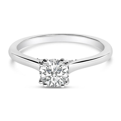 14K White Gold 7/8 Cttw Lab Grown Diamond Solitaire Cathedral Style Engagement Ring (F-G Color, VS1-VS2 Clarity) - Size 5 by Bids.com