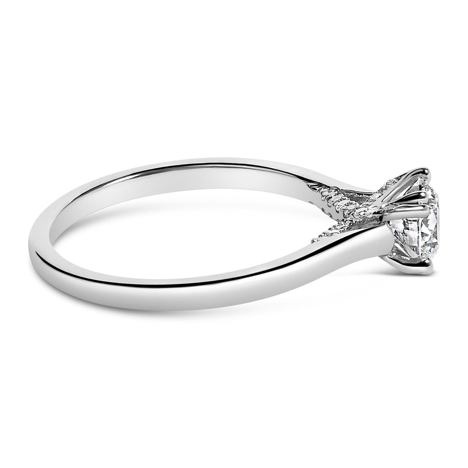 14K White Gold 7/8 Cttw Lab Grown Diamond Solitaire Cathedral Style Engagement Ring (F-G Color, VS1-VS2 Clarity) - Size 5 by Bids.com