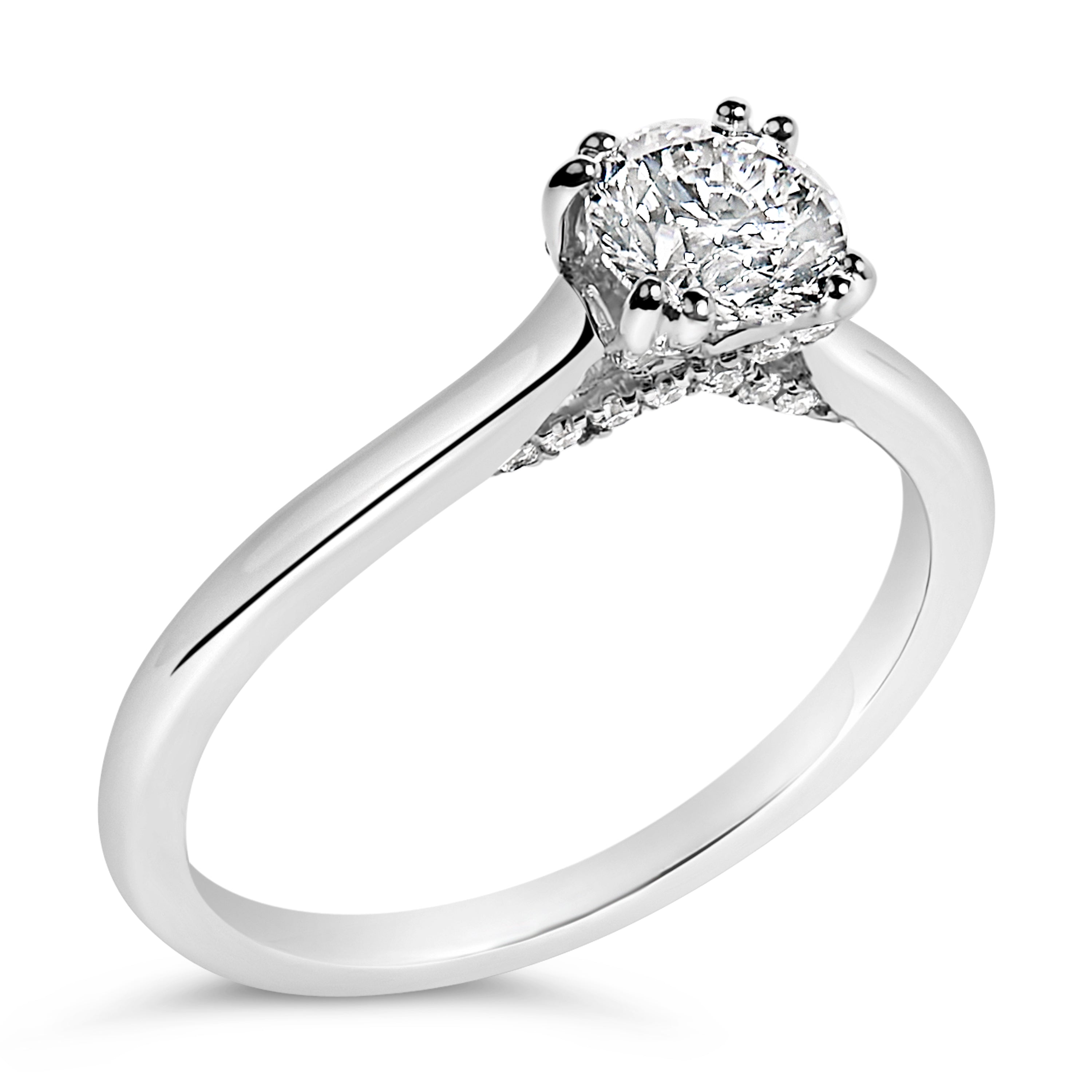 14K White Gold 7/8 Cttw Lab Grown Diamond Solitaire Cathedral Style Engagement Ring (F-G Color, VS1-VS2 Clarity) - Size 5 by Bids.com