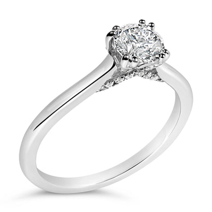 14K White Gold 7/8 Cttw Lab Grown Diamond Solitaire Cathedral Style Engagement Ring (F-G Color, VS1-VS2 Clarity) - Size 5 by Bids.com