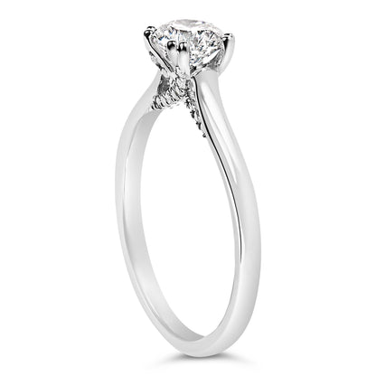 14K White Gold 7/8 Cttw Lab Grown Diamond Solitaire Cathedral Style Engagement Ring (F-G Color, VS1-VS2 Clarity) - Size 5 by Bids.com
