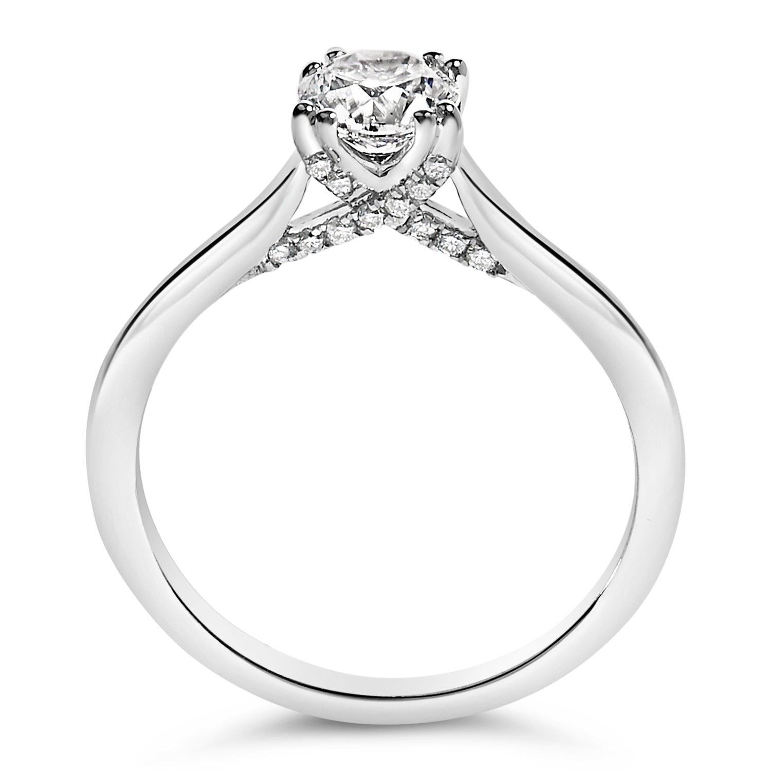 14K White Gold 7/8 Cttw Lab Grown Diamond Solitaire Cathedral Style Engagement Ring (F-G Color, VS1-VS2 Clarity) - Size 5 by Bids.com