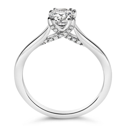 14K White Gold 7/8 Cttw Lab Grown Diamond Solitaire Cathedral Style Engagement Ring (F-G Color, VS1-VS2 Clarity) - Size 5 by Bids.com