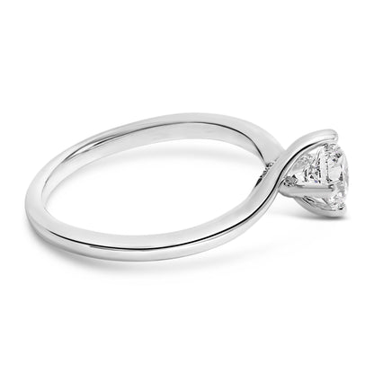 14K White Gold 4/5 Cttw Round Lab Grown Diamond Bypass Solitaire Engagement Ring (F-G Color, VS1-VS2 Clarity) - Ring Size 5 by Bids.com