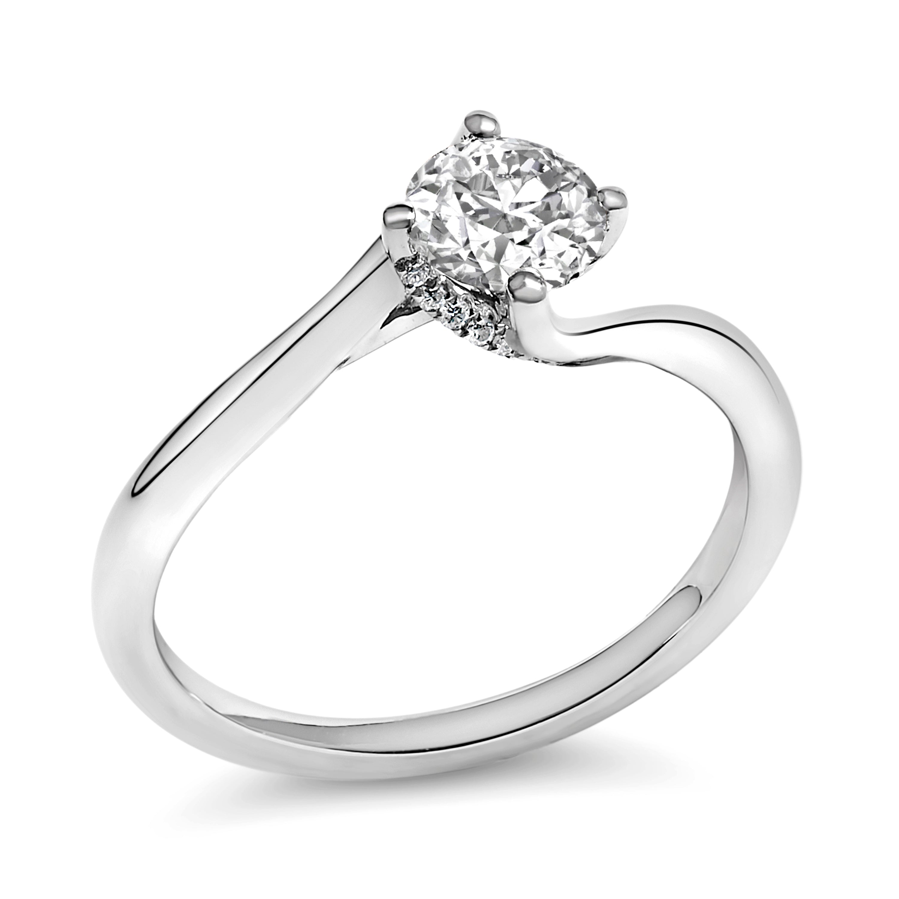14K White Gold 4/5 Cttw Round Lab Grown Diamond Bypass Solitaire Engagement Ring (F-G Color, VS1-VS2 Clarity) - Ring Size 5 by Bids.com