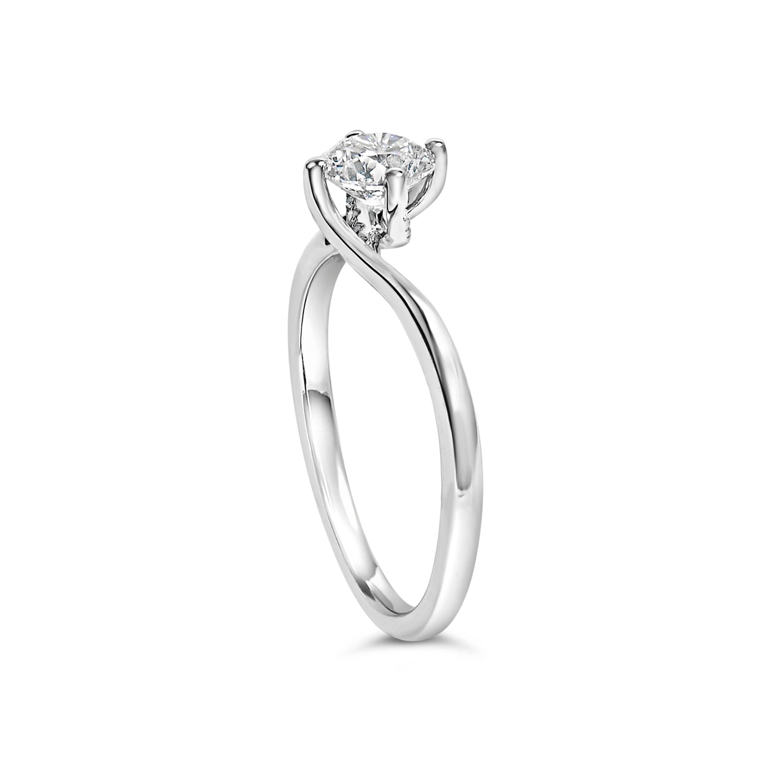 14K White Gold 4/5 Cttw Round Lab Grown Diamond Bypass Solitaire Engagement Ring (F-G Color, VS1-VS2 Clarity) - Ring Size 5 by Bids.com