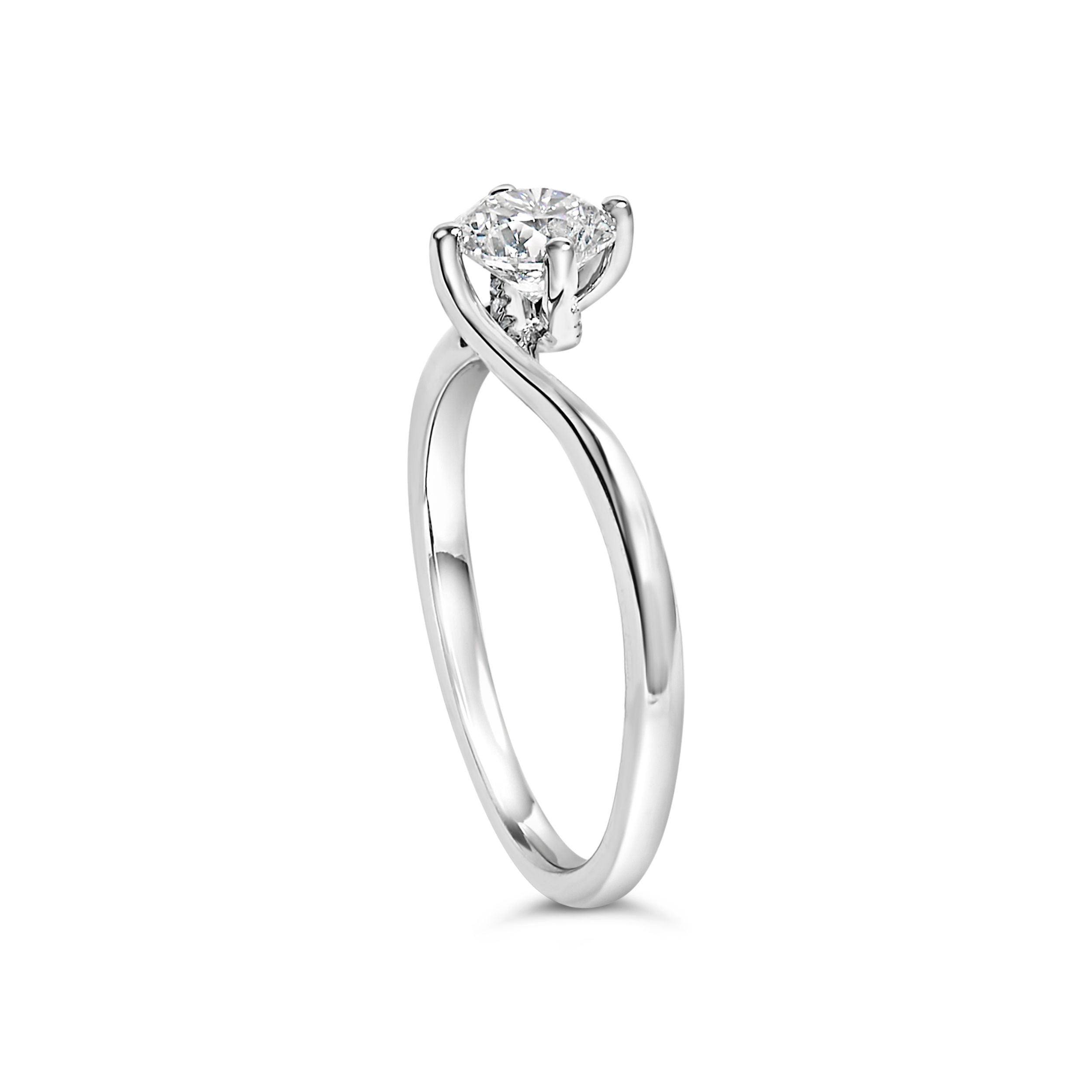 14K White Gold 4/5 Cttw Round Lab Grown Diamond Bypass Solitaire Engagement Ring (F-G Color, VS1-VS2 Clarity) - Ring Size 5 by Bids.com