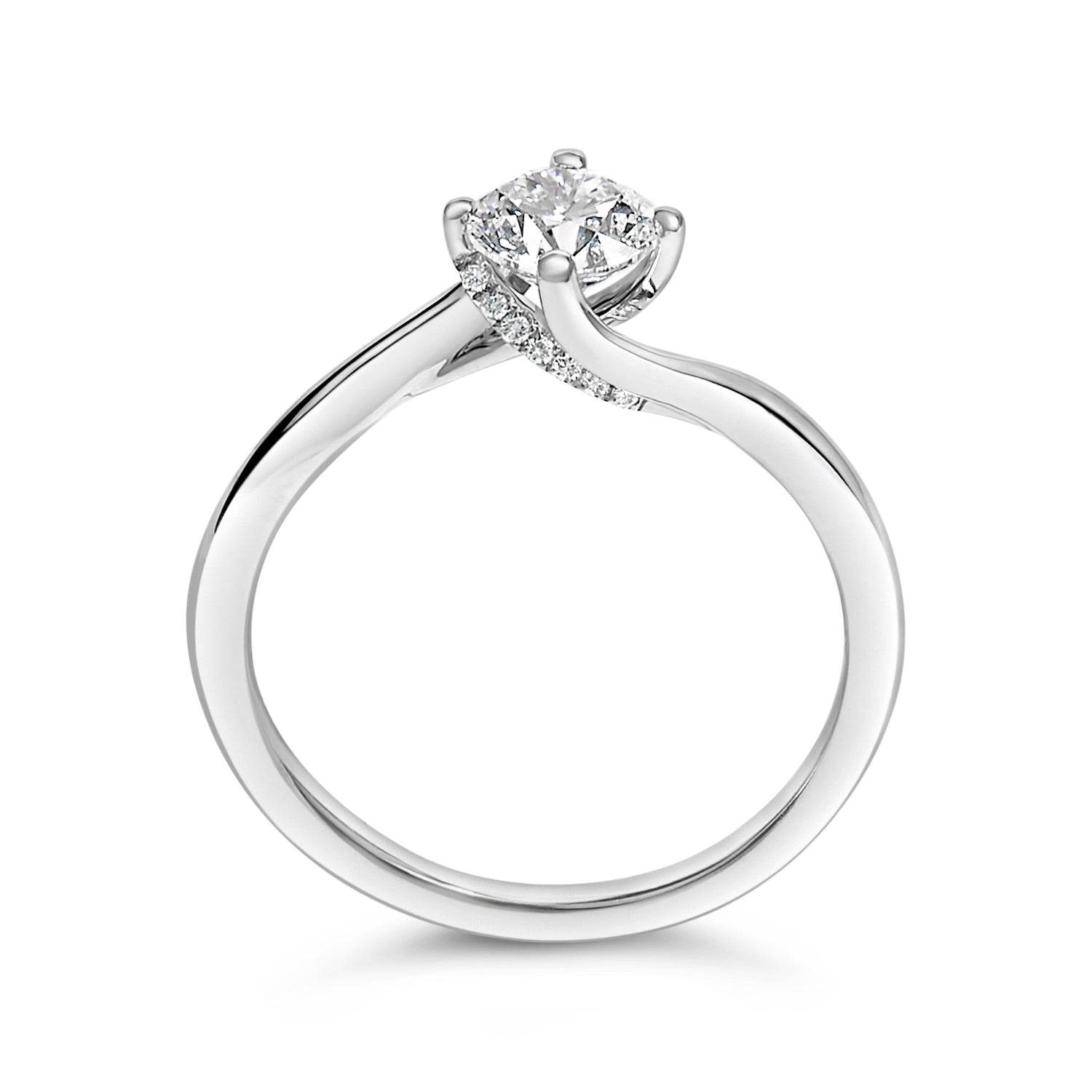 14K White Gold 4/5 Cttw Round Lab Grown Diamond Bypass Solitaire Engagement Ring (F-G Color, VS1-VS2 Clarity) - Ring Size 5 by Bids.com