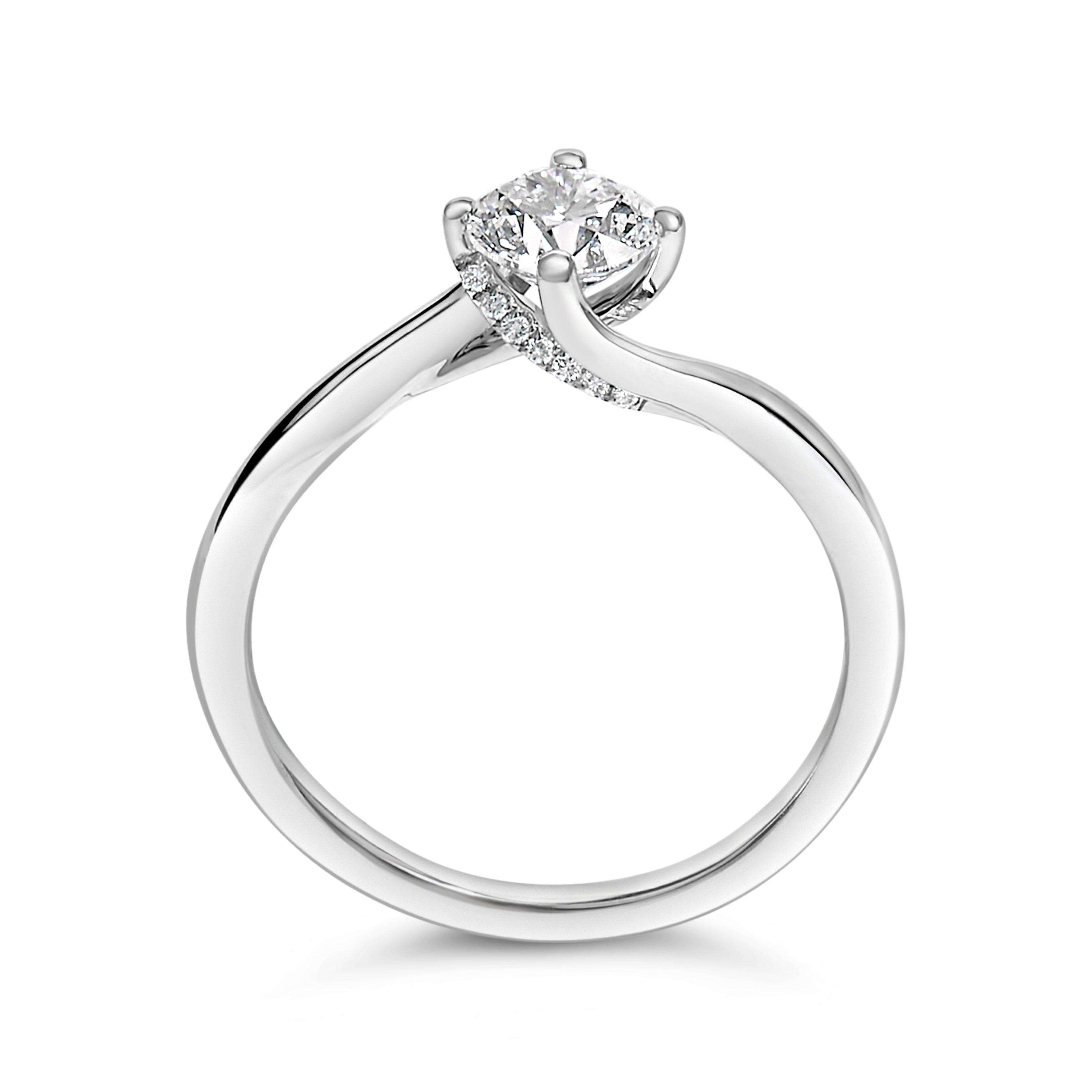 14K White Gold 4/5 Cttw Round Lab Grown Diamond Bypass Solitaire Engagement Ring (F-G Color, VS1-VS2 Clarity) - Ring Size 5 by Bids.com