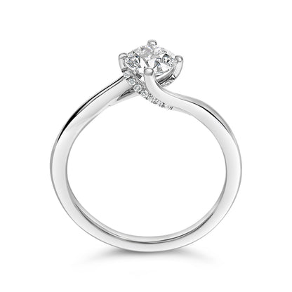 14K White Gold 4/5 Cttw Round Lab Grown Diamond Bypass Solitaire Engagement Ring (F-G Color, VS1-VS2 Clarity) - Ring Size 5 by Bids.com