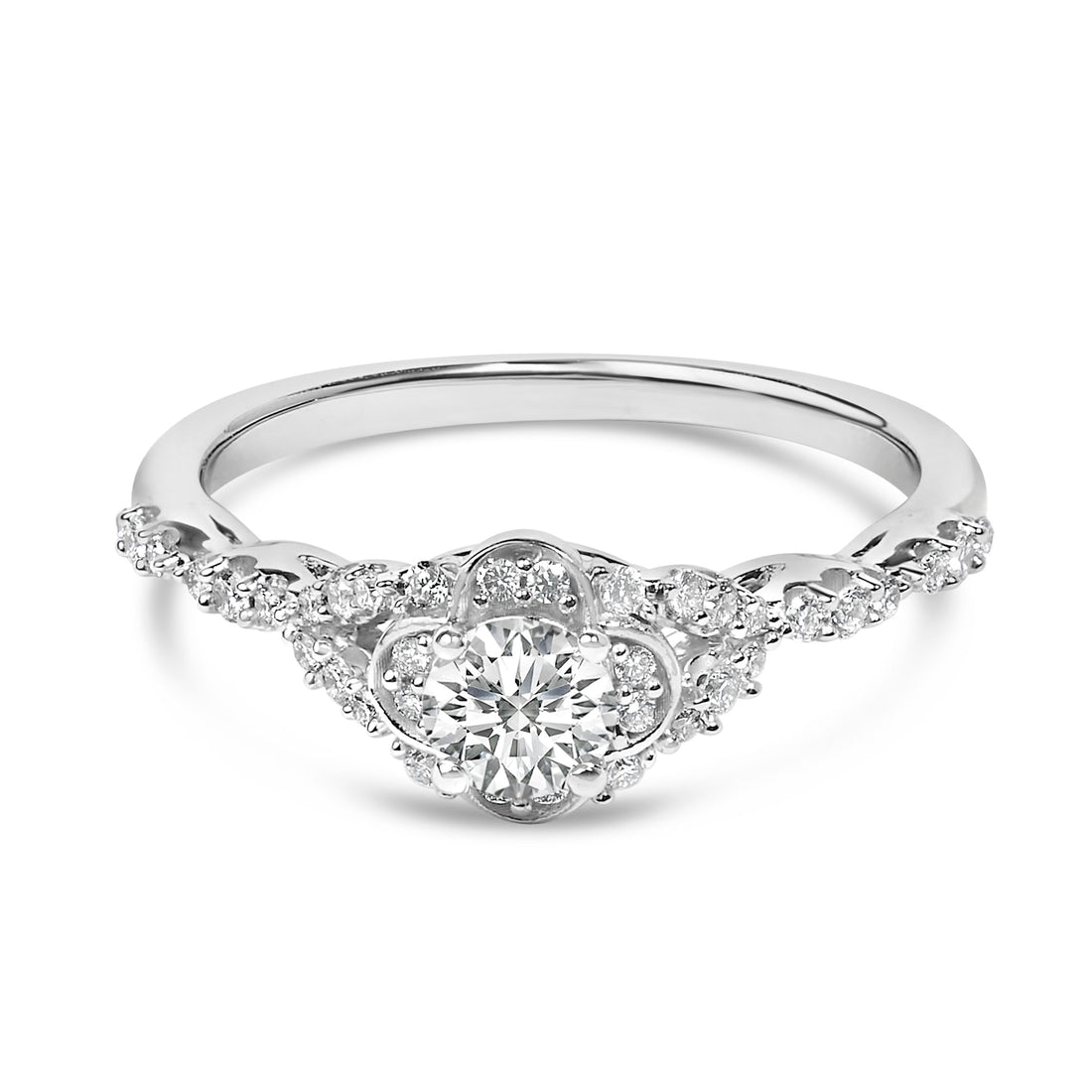 14K White Gold 1/2 Cttw Lab Grown Diamond Vintage Style Engagement Ring (F-G Color, VS1-VS2 Clarity) - Size 7 by Bids.com