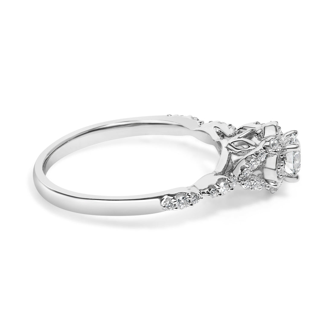 14K White Gold 1/2 Cttw Lab Grown Diamond Vintage Style Engagement Ring (F-G Color, VS1-VS2 Clarity) - Size 7 by Bids.com